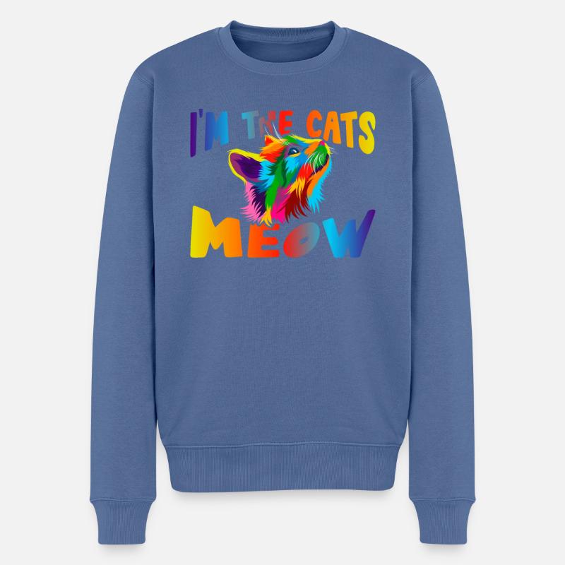 Ich Bin Die Katzen Meow - Männer Premium Bio Pullover - Taubenblau