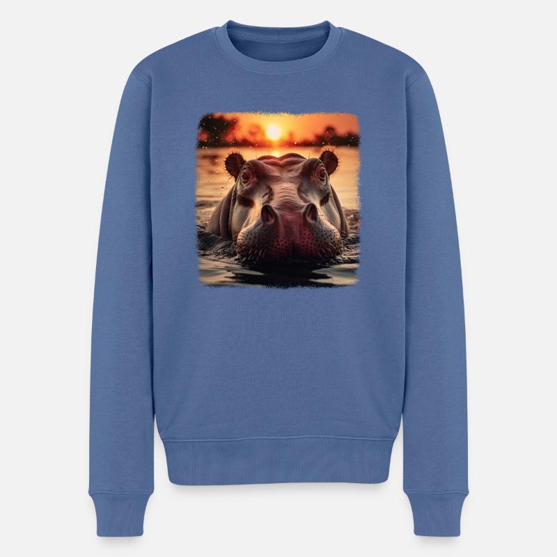 Hippos realistic Hippo - Männer Premium Bio Pullover - Taubenblau