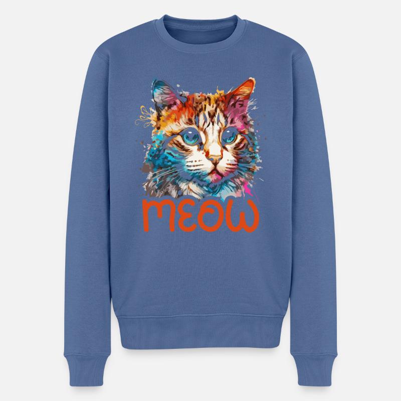 Miau - Männer Premium Bio Pullover - Taubenblau