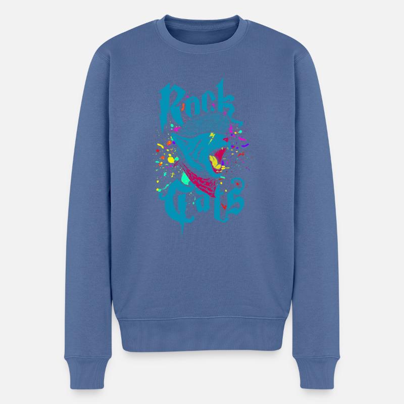 Les chats sont rock - Pull Premium bio Homme - bleu pigeon