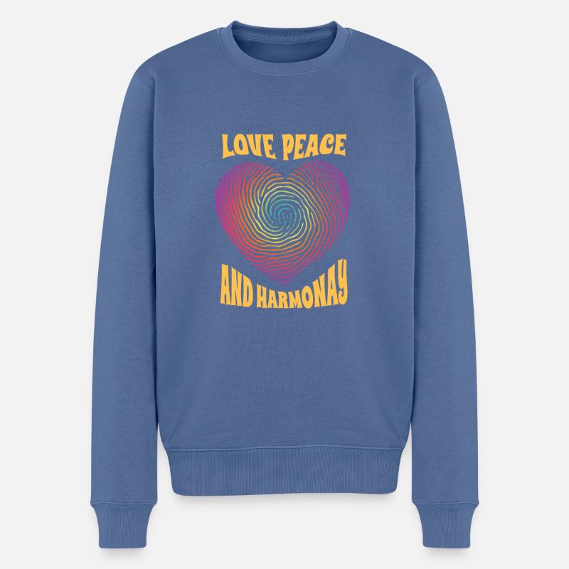 Harmonischer Liebeswirbel - Männer Premium Bio Pullover - Taubenblau