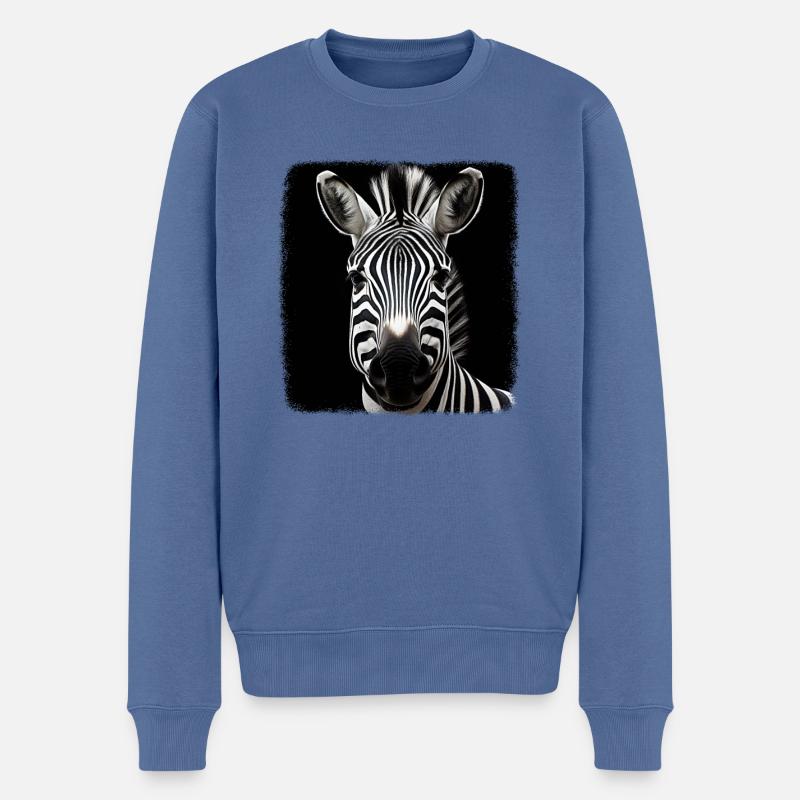 Zebras realistic Zebra - Männer Premium Bio Pullover - Taubenblau