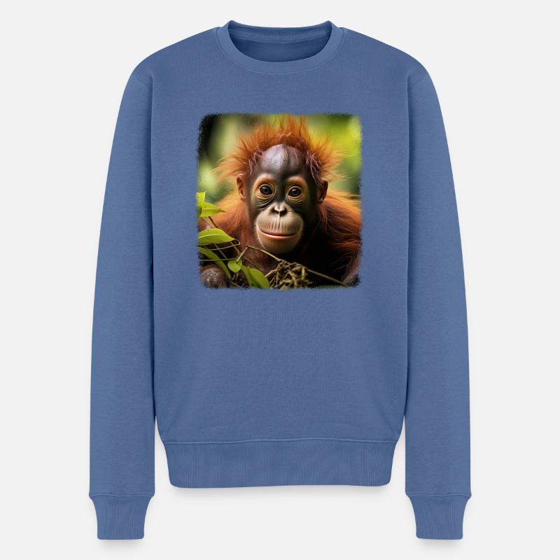 Orang Utans realistic Orang Utan - Männer Premium Bio Pullover - Taubenblau