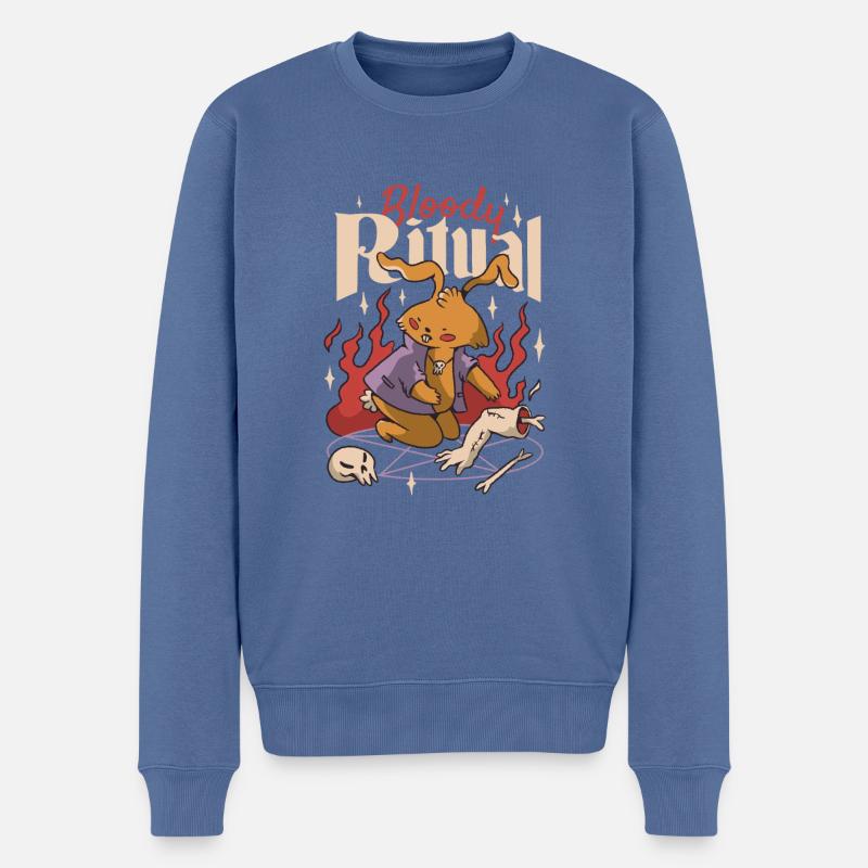 Mystisches Tier-Ritual - Männer Premium Bio Pullover - Taubenblau