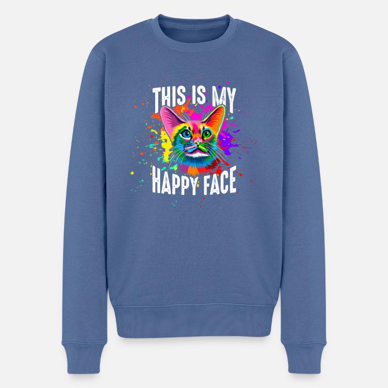 C’est mon visage heureux - Pull Premium bio Homme - bleu pigeon