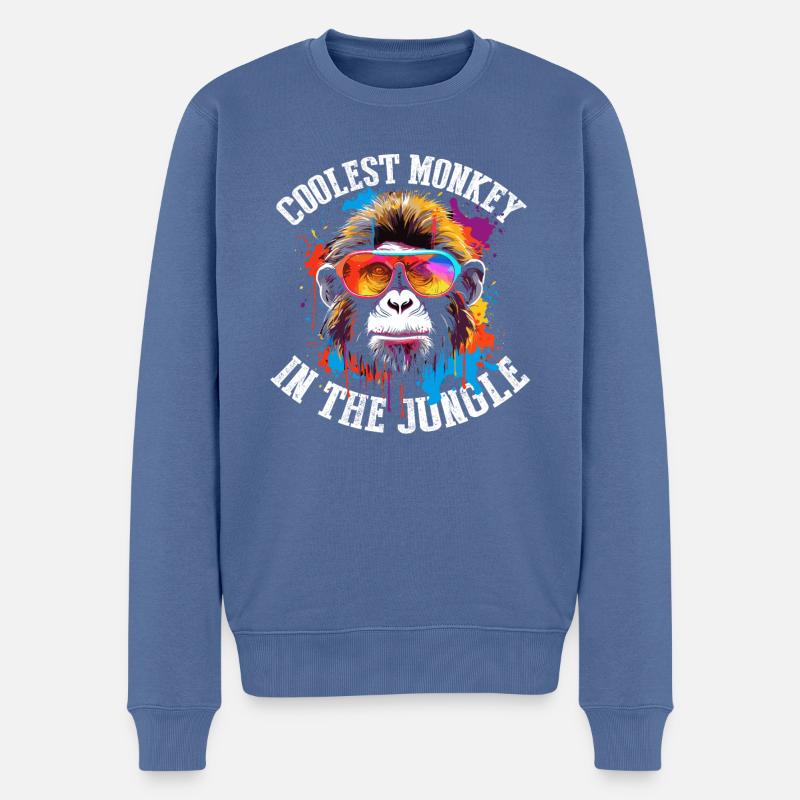 Der coolste Affe im Dschungel - Männer Premium Bio Pullover - Taubenblau