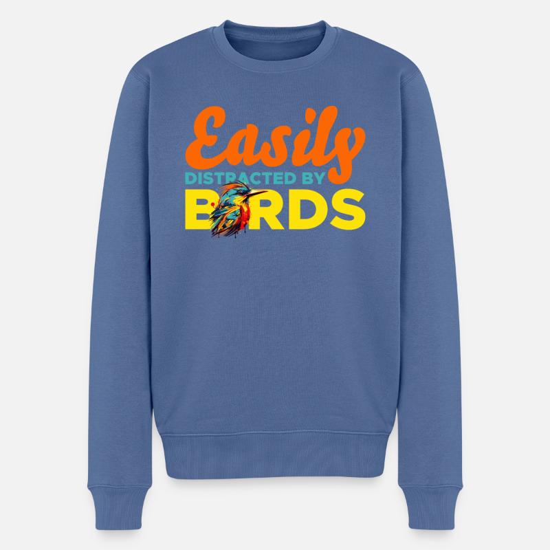 Leicht abgelenkt von Vögeln - Männer Premium Bio Pullover - Taubenblau