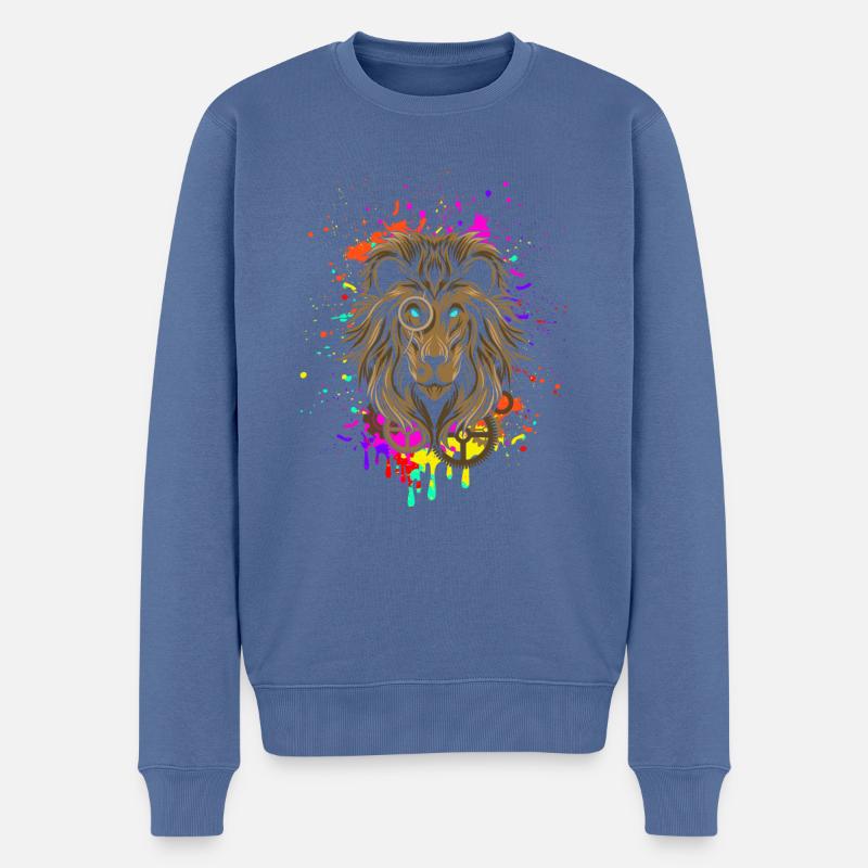 Lion dans le style steampunk - Pull Premium bio Homme - bleu pigeon