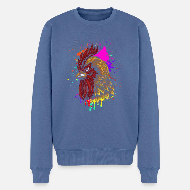 Wütender Hahn - Männer Premium Bio Pullover - Taubenblau