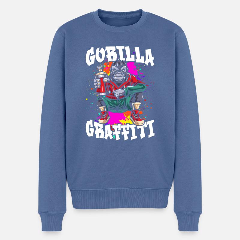 Gorille Graffiti - Pull Premium bio Homme - bleu pigeon