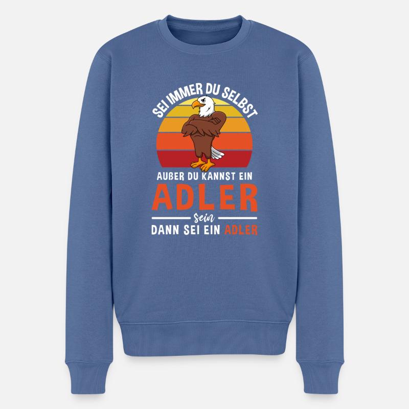 Retro Greifvogel Falke Vogel Adler - Männer Premium Bio Pullover - Taubenblau