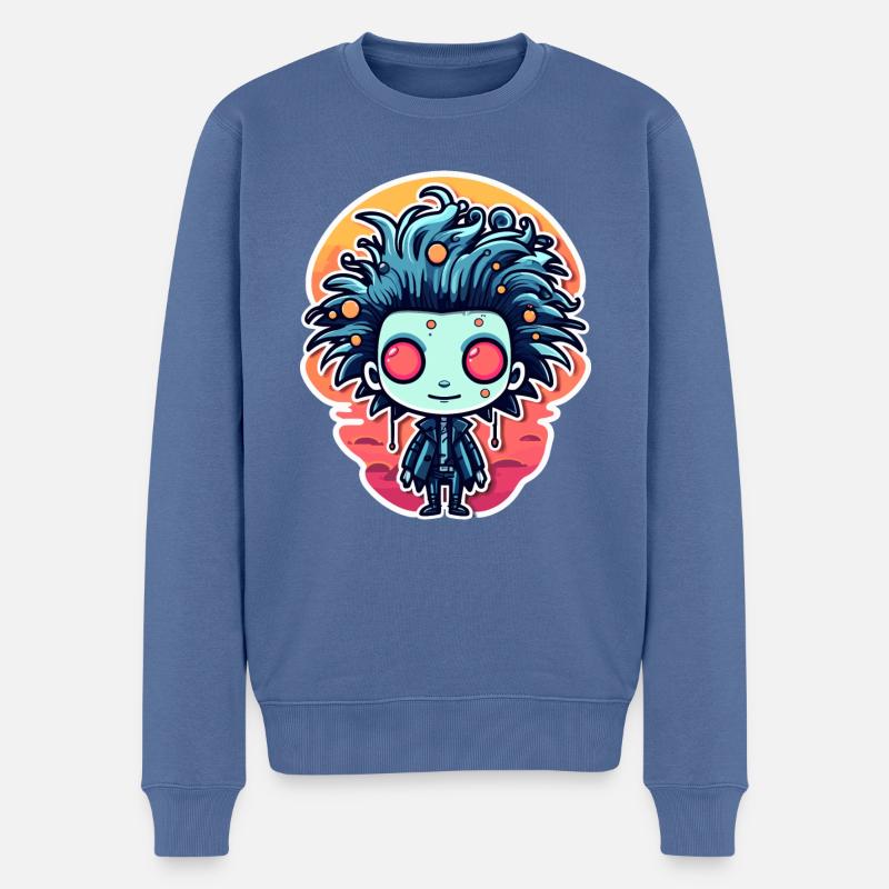 Illustration de zombie mignon - Pull Premium bio Homme - bleu pigeon