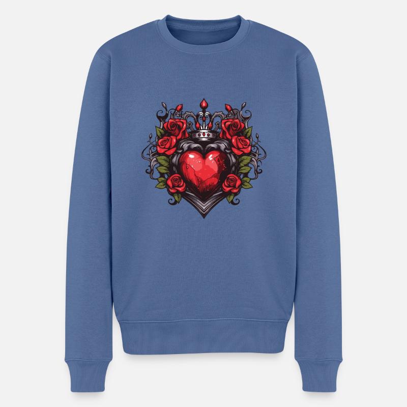 Herz Symbol Liebe - Männer Premium Bio Pullover - Taubenblau