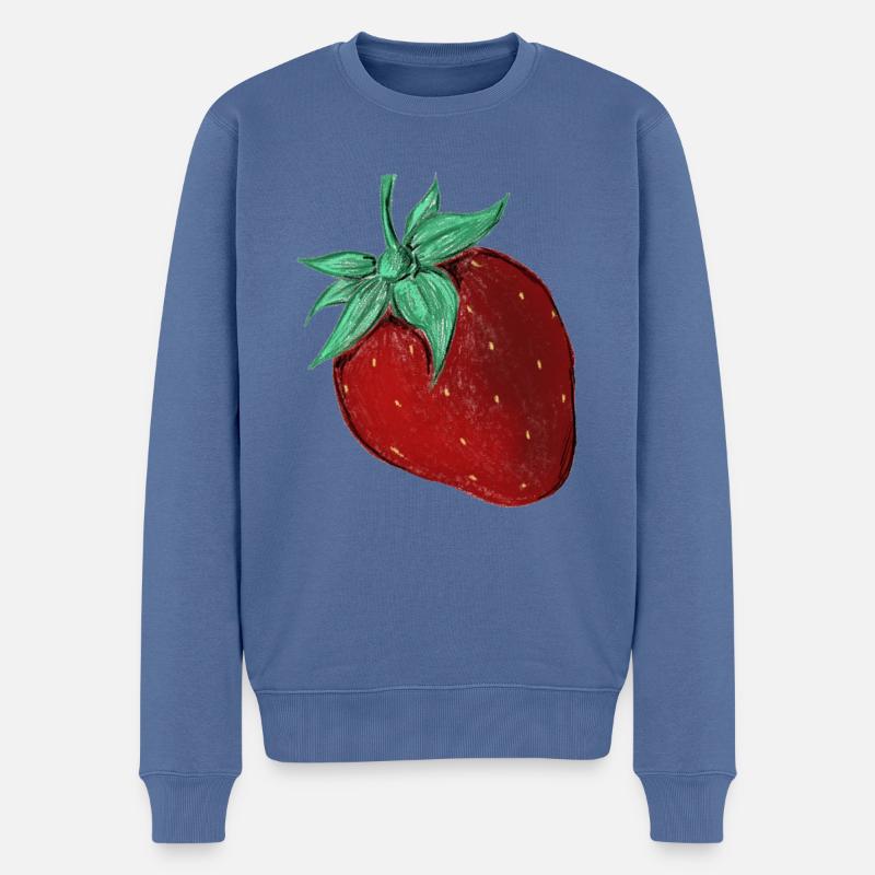 Erdbeere - Männer Premium Bio Pullover - Taubenblau