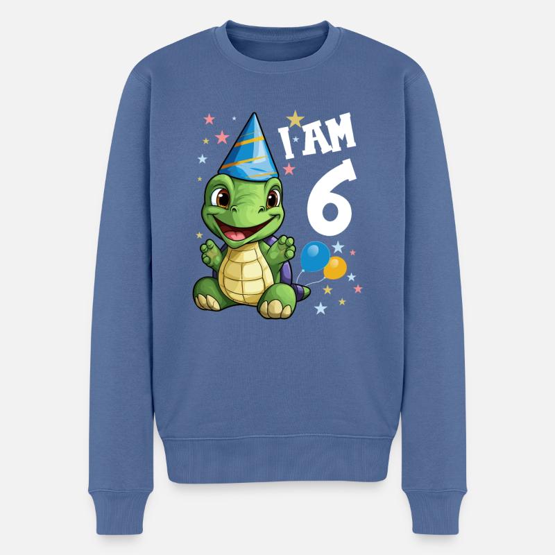 Ich bin 6 Schildkröten Schildkröte 6. Geburtstag - Männer Premium Bio Pullover - Taubenblau