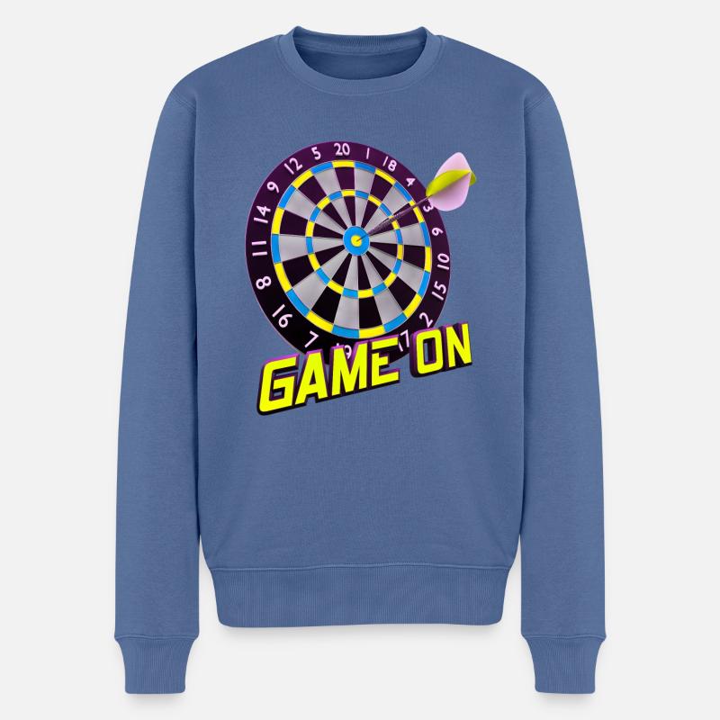 Jeu de fléchettes activé - Jaune - Pull Premium bio Homme - bleu pigeon