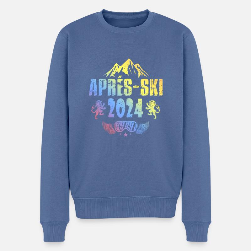 Apres Ski 2024 Spruch Bunt - Männer Premium Bio Pullover - Taubenblau
