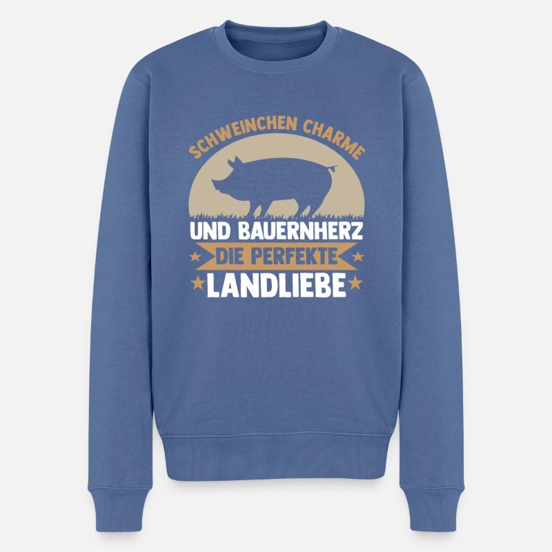 Schwein Schweinebauer Bauernhof Schweine - Männer Premium Bio Pullover - Taubenblau