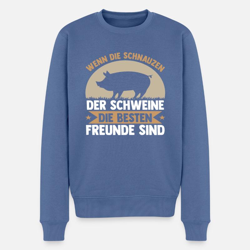 Schwein Schweinebauer Bauernhof Schweine - Männer Premium Bio Pullover - Taubenblau