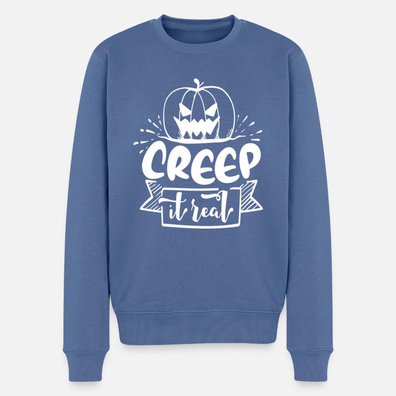 Creep it Real Pumpkin - weiß - Männer Premium Bio Pullover - Taubenblau