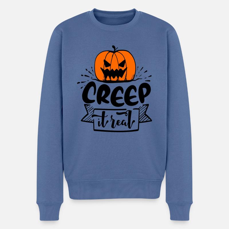 Creep it Real - Männer Premium Bio Pullover - Taubenblau