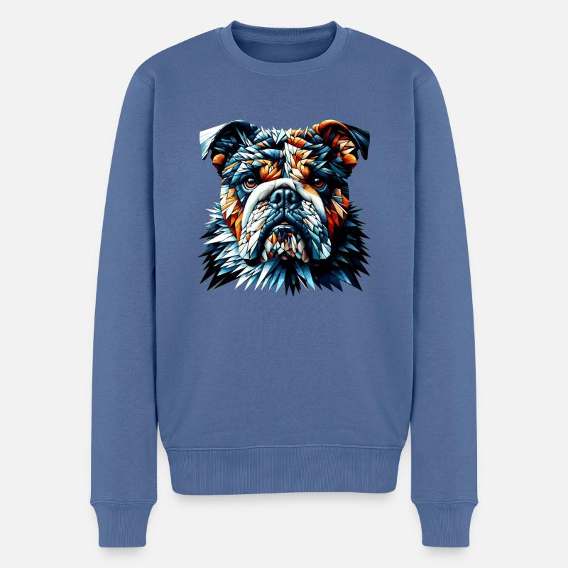 Polygone Art bouledogue bouledogues anglais - Pull Premium bio Homme - bleu pigeon
