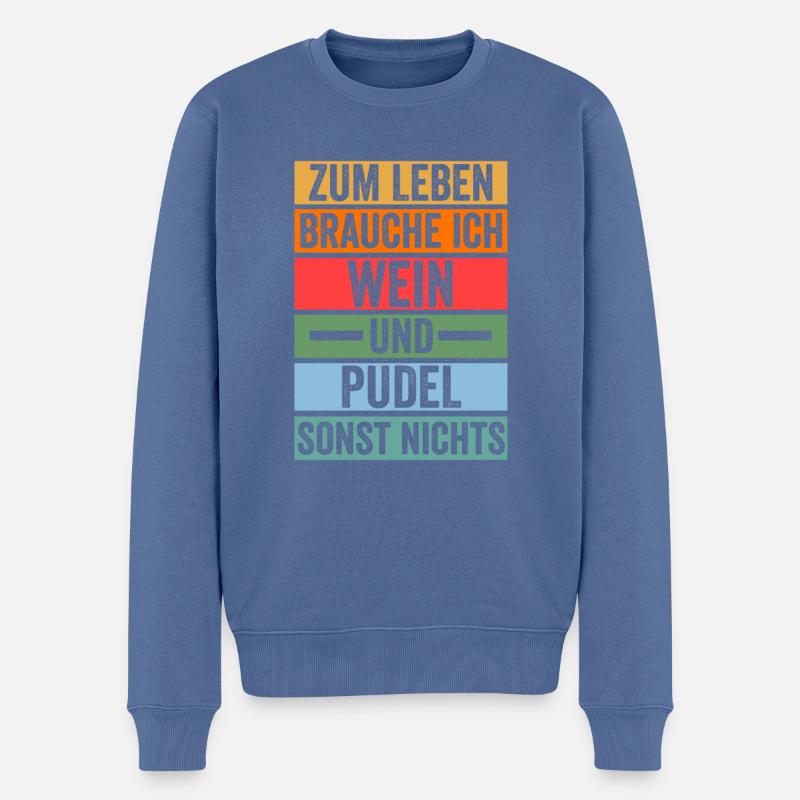 Hund Wein Pudel - Männer Premium Bio Pullover - Taubenblau