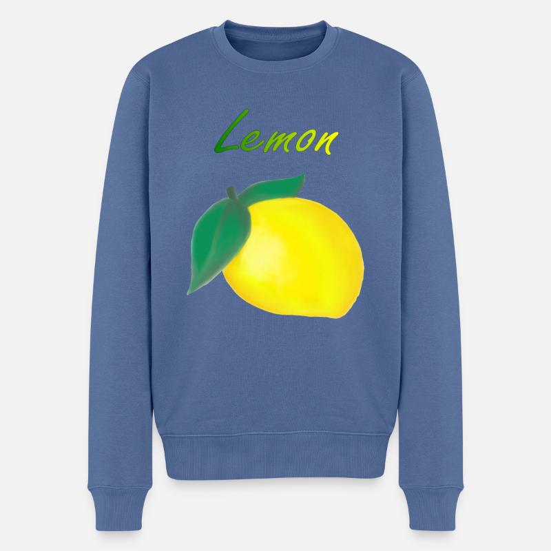 Zitrone - Männer Premium Bio Pullover - Taubenblau