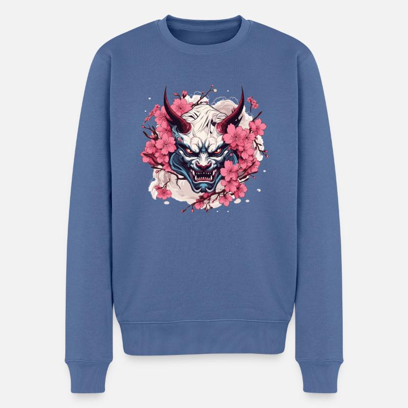 Japanischer Hannya Dämon Samurai Warrior Oni Maske - Männer Premium Bio Pullover - Taubenblau