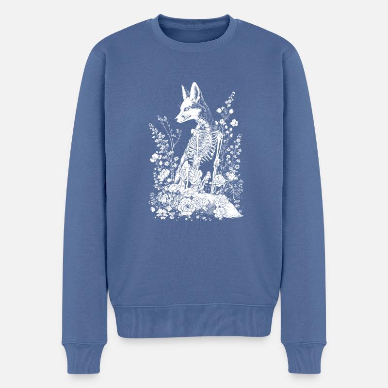 Fuchs Blumenskelett Flower Animal - Männer Premium Bio Pullover - Taubenblau