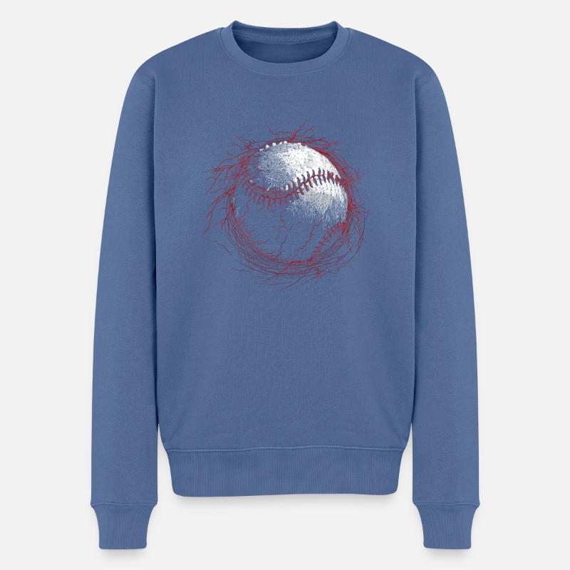 Base-ball - Pull Premium bio Homme - bleu pigeon