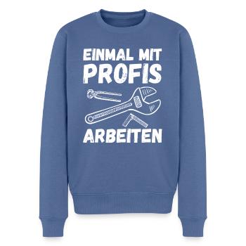 Baumeister Handwerker Profi Werkzeug Mechaniker - Männer Premium Bio Pullover - Taubenblau - Vorne - Nico (187cm)
