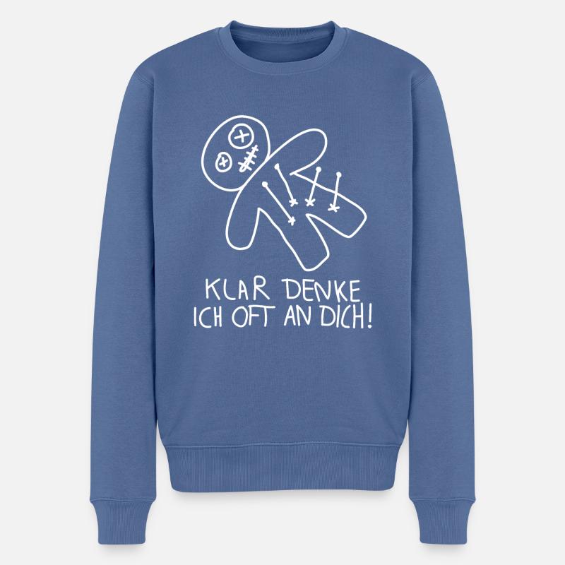Klar denke ich oft an dich Voodoo Puppe Misanthrop - Männer Premium Bio Pullover - Taubenblau