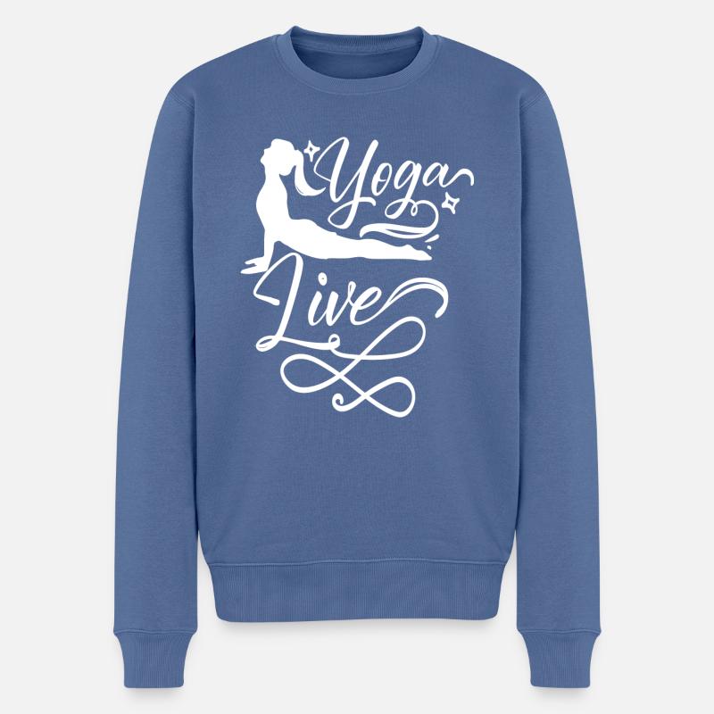 Yoga Live - Männer Premium Bio Pullover - Taubenblau