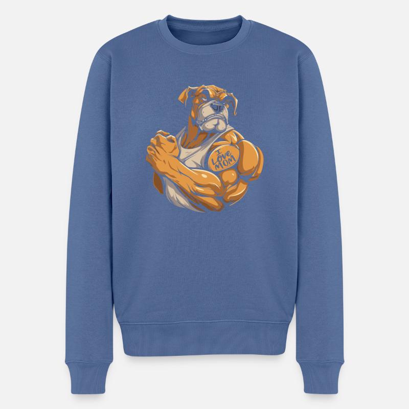 Bouledogue que j’aime maman - Pull Premium bio Homme - bleu pigeon