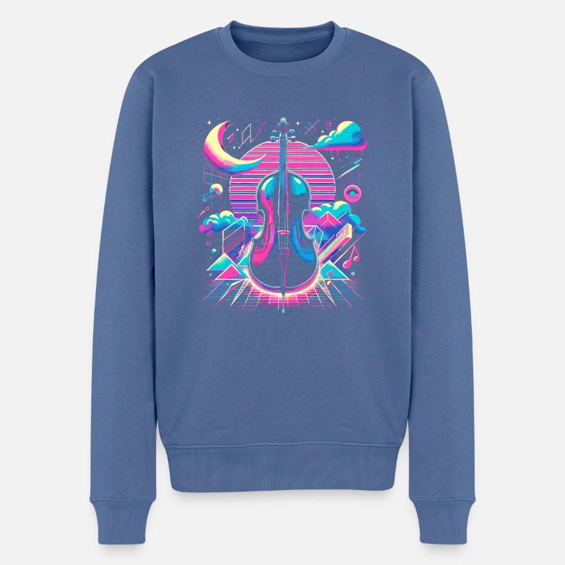Geige Geiger Ge - Männer Premium Bio Pullover - Taubenblau