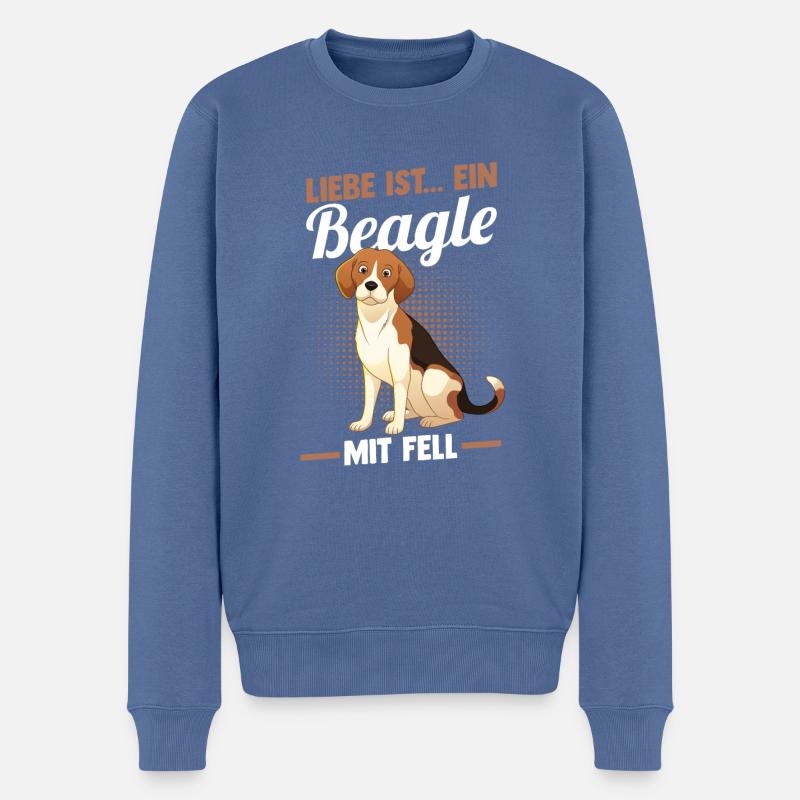 Chien Beagle - Pull Premium bio Homme - bleu pigeon