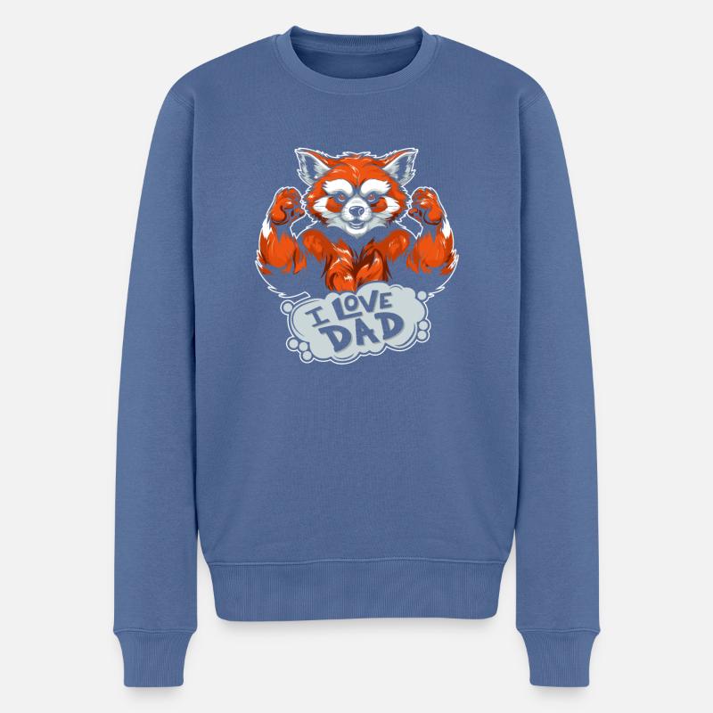 Roter Panda I Love Dad - Männer Premium Bio Pullover - Taubenblau