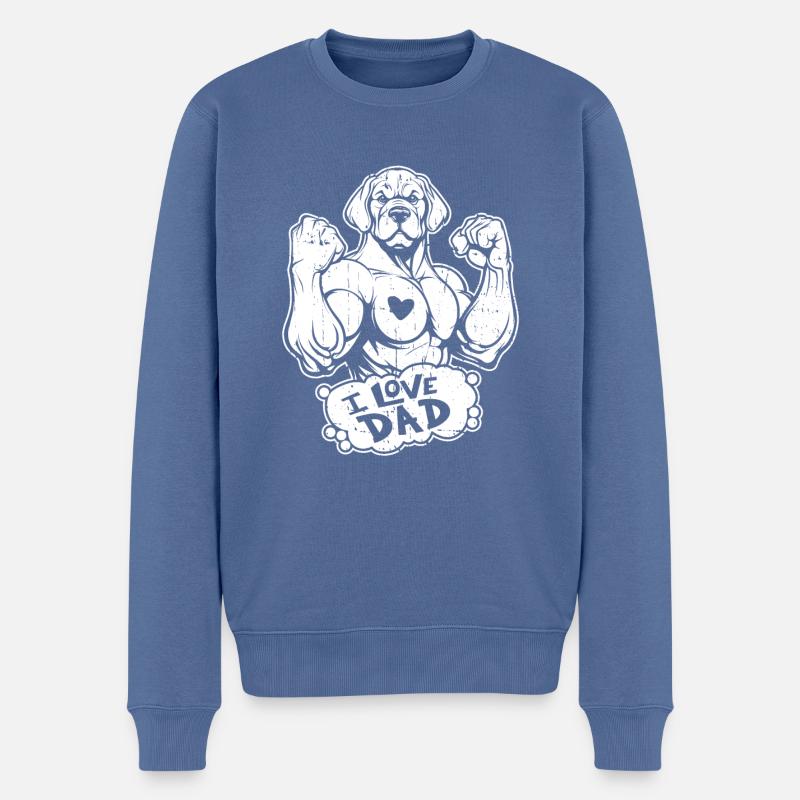 Labrador J’aime papa - Pull Premium bio Homme - bleu pigeon