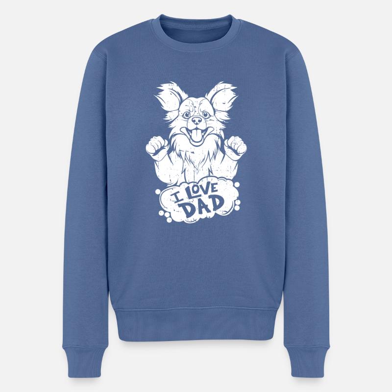 Papillon I Love Dad - Männer Premium Bio Pullover - Taubenblau
