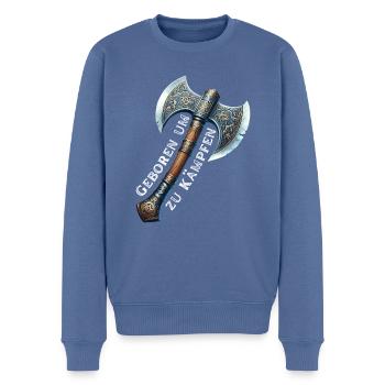 Wikinger Axt Krieger - Geboren um zu Kämpfen - Männer Premium Bio Pullover - Taubenblau - Vorne - Nico (187cm)