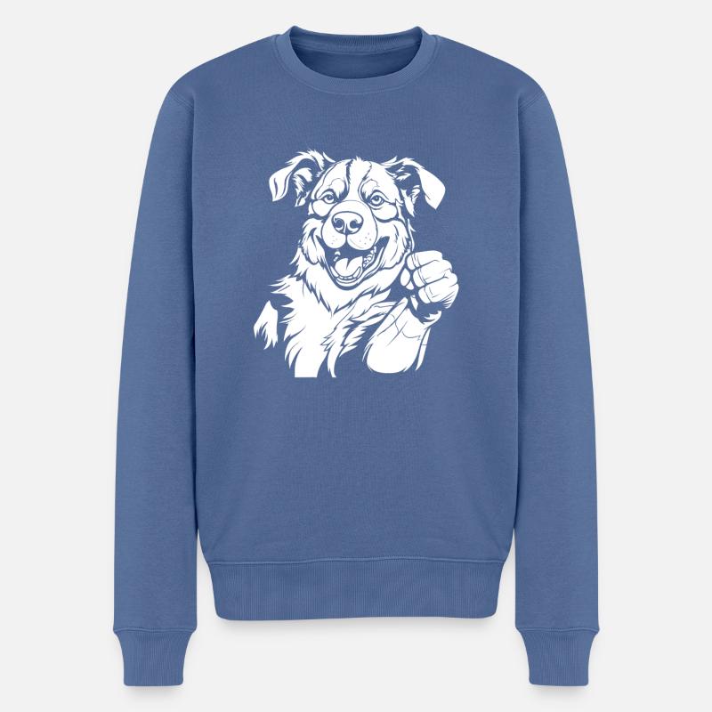Border Collie - Männer Premium Bio Pullover - Taubenblau