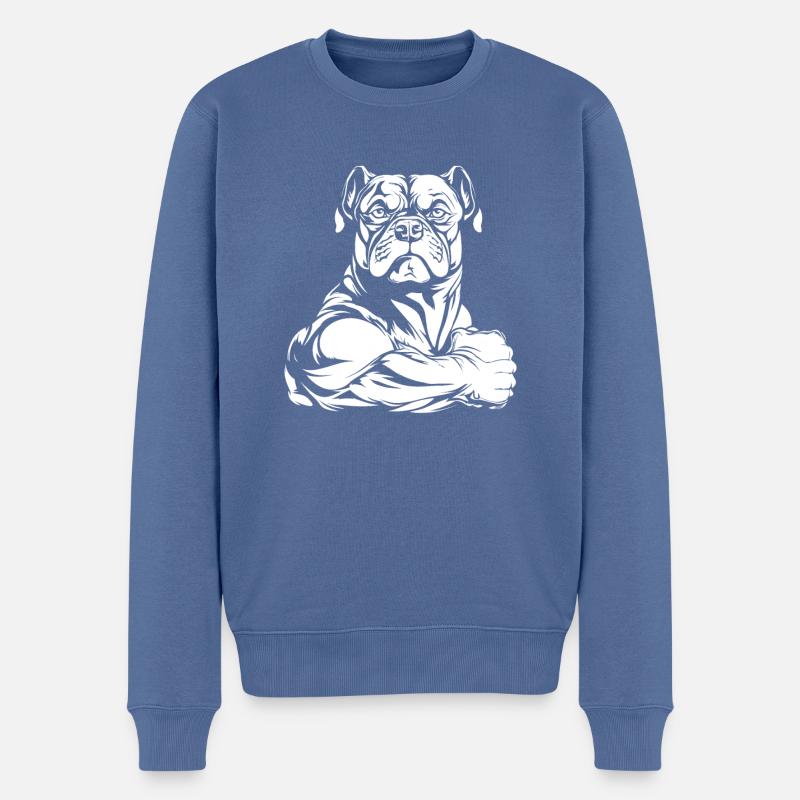 Bully américain - Pull Premium bio Homme - bleu pigeon