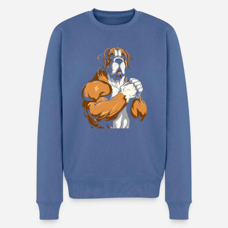 Bernhardiner Cool - Männer Premium Bio Pullover - Taubenblau