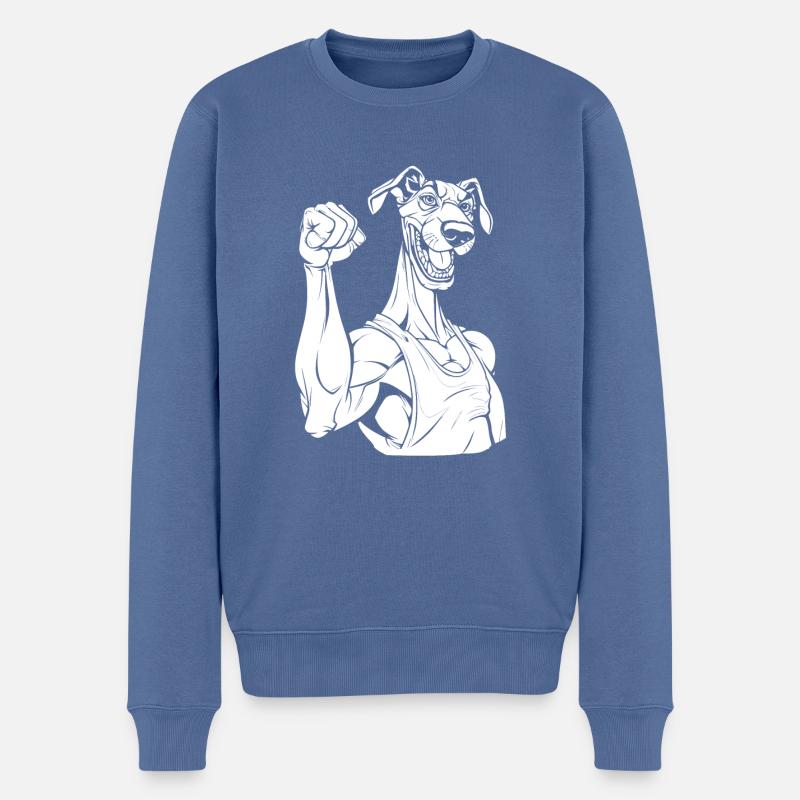 Lévrier Lévrier Drôle - Pull Premium bio Homme - bleu pigeon