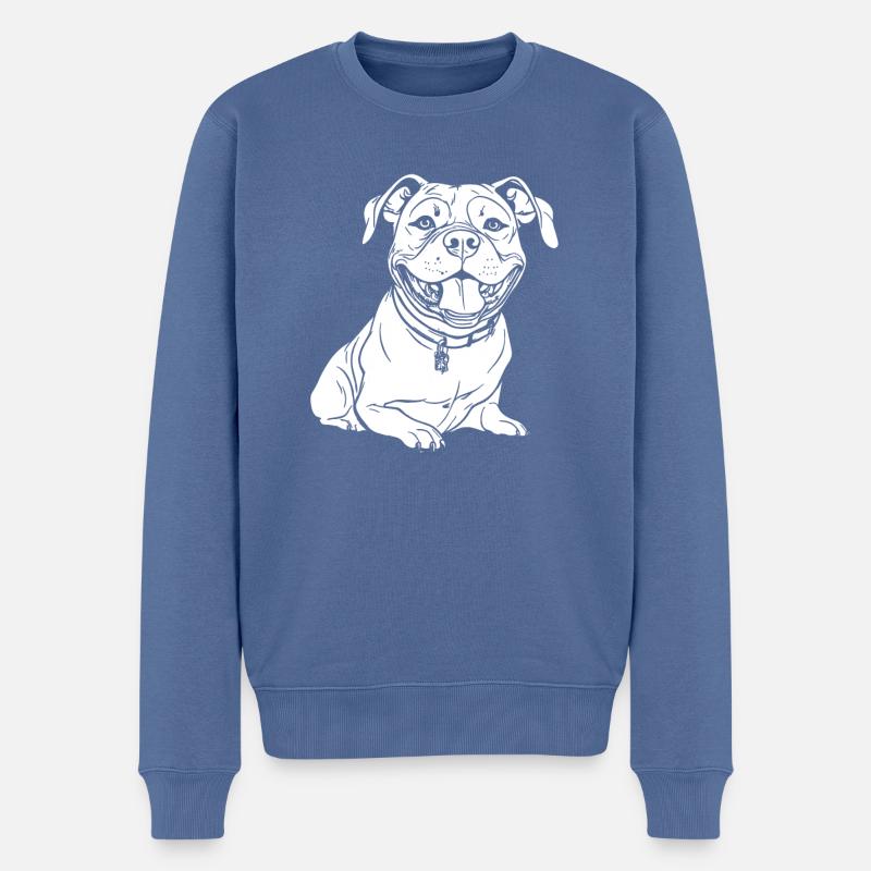 American Bully Souriant - Pull Premium bio Homme - bleu pigeon