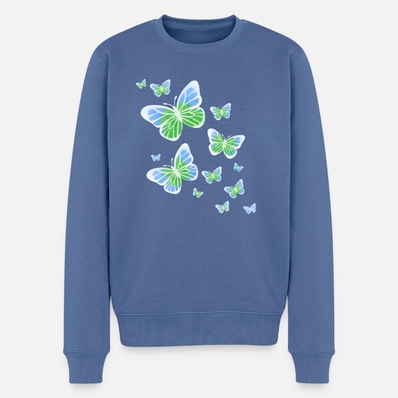 Schmetterling Schmetterling bunt Kinder Tier - Männer Premium Bio Pullover - Taubenblau