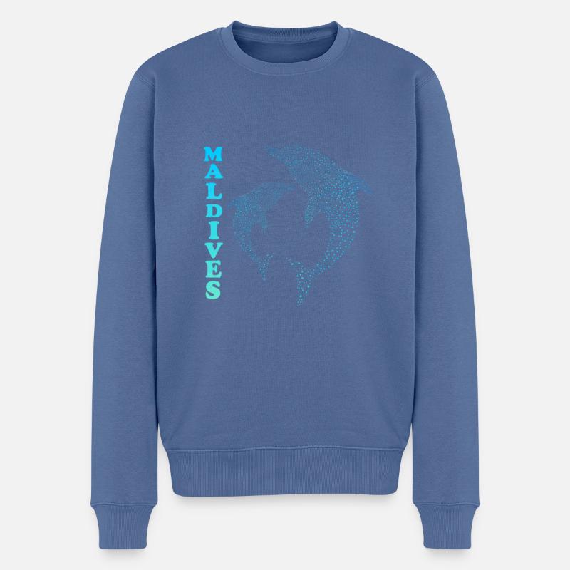 Malediven Delfine Maldives Dolphins - Männer Premium Bio Pullover - Taubenblau