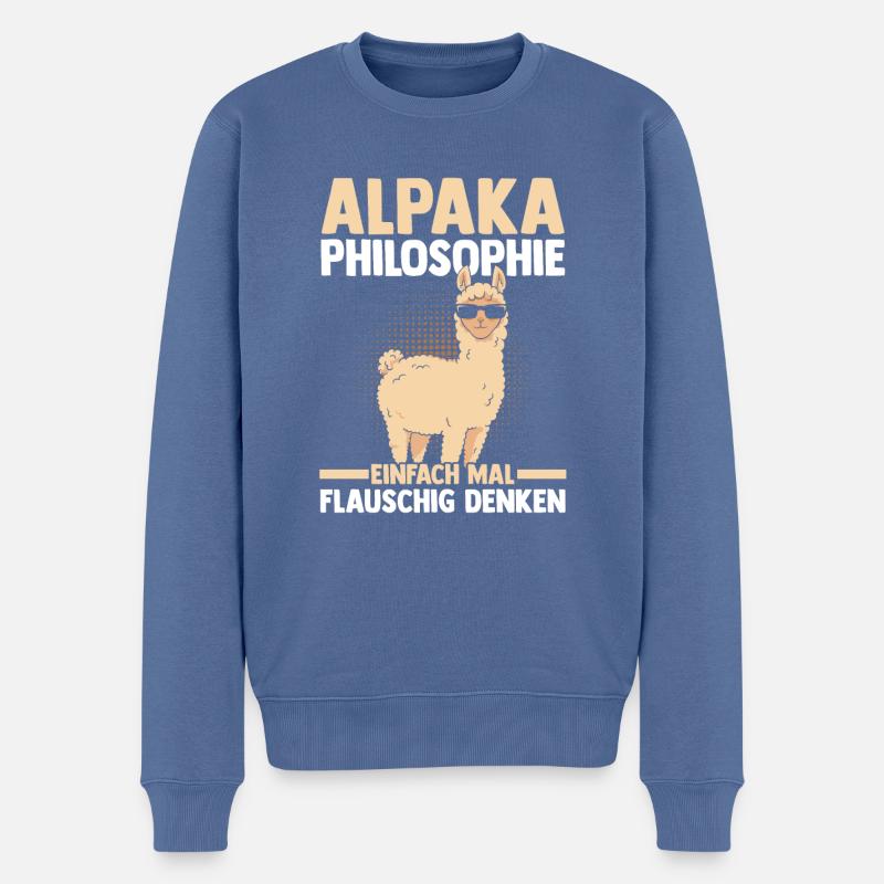 Alpaka - Männer Premium Bio Pullover - Taubenblau