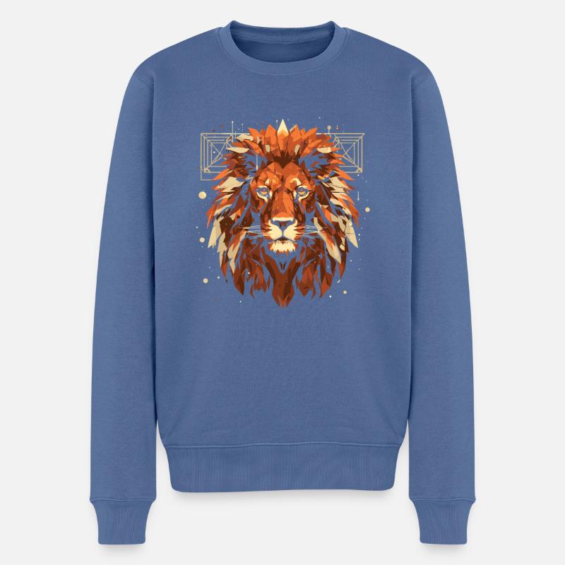 Löwe Abstrakt - Männer Premium Bio Pullover - Taubenblau